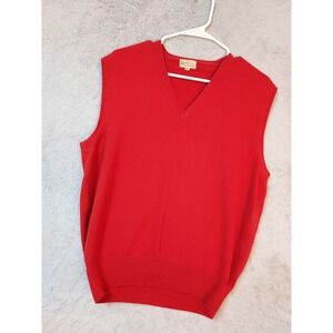 Vintage Burdines Sweater Vest Mens 42 100% Wool Red Made England Grandpa Golf